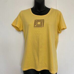Bianca Nygard Y2K Cotton Yellow Tee-Shirt Women's Size Medium
